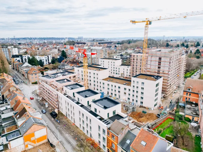 Chantier d'Anderlecht Prins vue de l'extérieur 