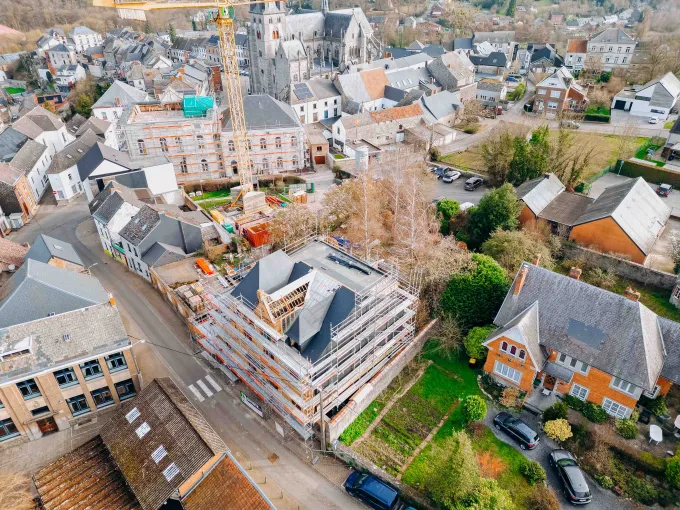 Vue au drone du chantier de Walcourt