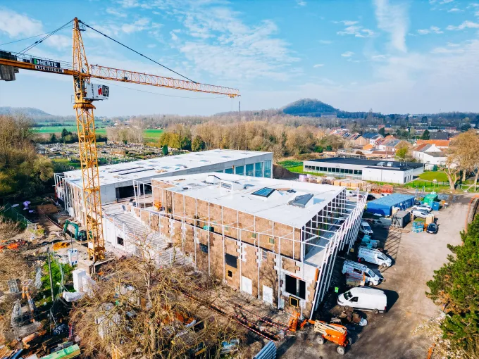 Vue au drone du chantier de Cuesmes