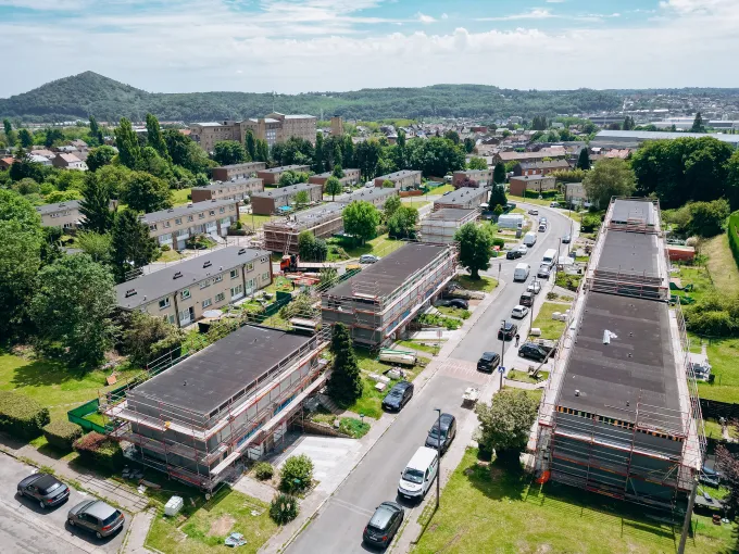 Vue aérienne du chantier de Montignies