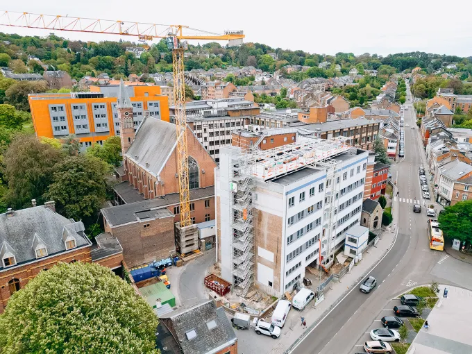 Vue aérienne du chantier de Namur UCL